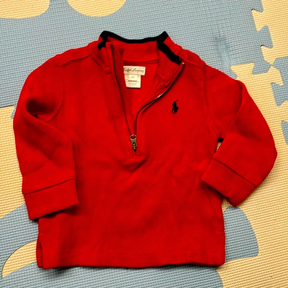 Like new Ralph Lauren half zip sweater 12 M red